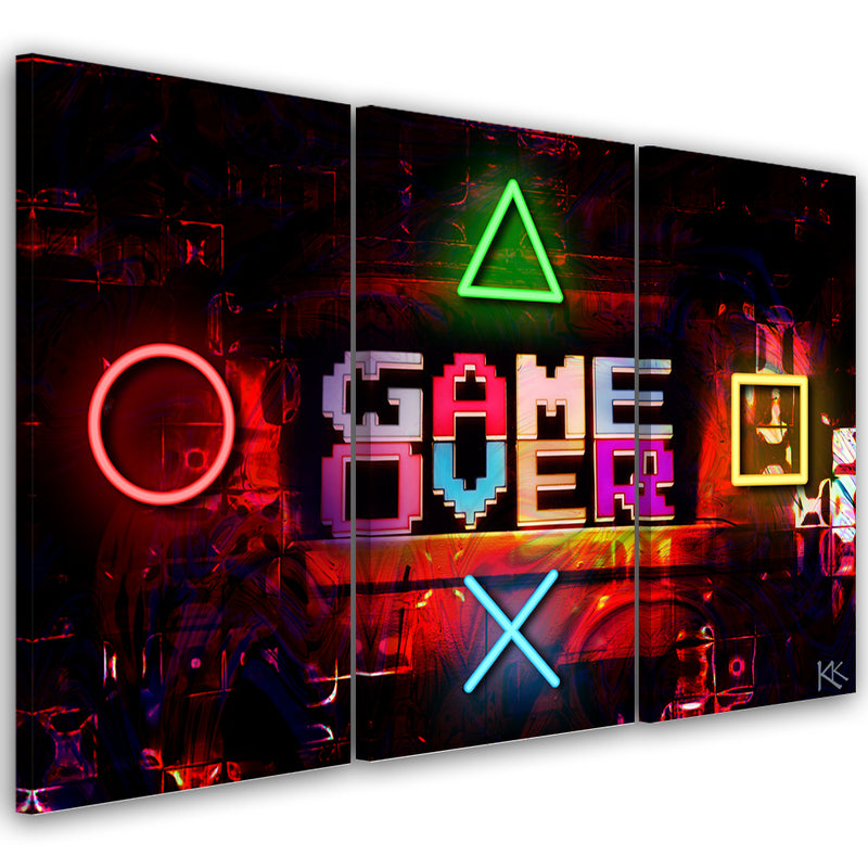 Three piece picture canvas print, Game Over for the gamer
