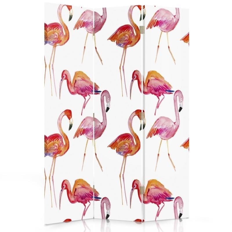 Room divider Double-sided rotatable, Flamingos