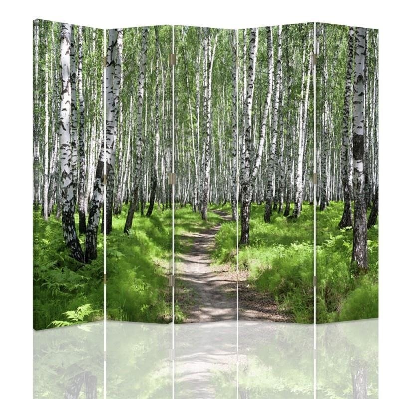 Room divider Double-sided, Path through the birch forest