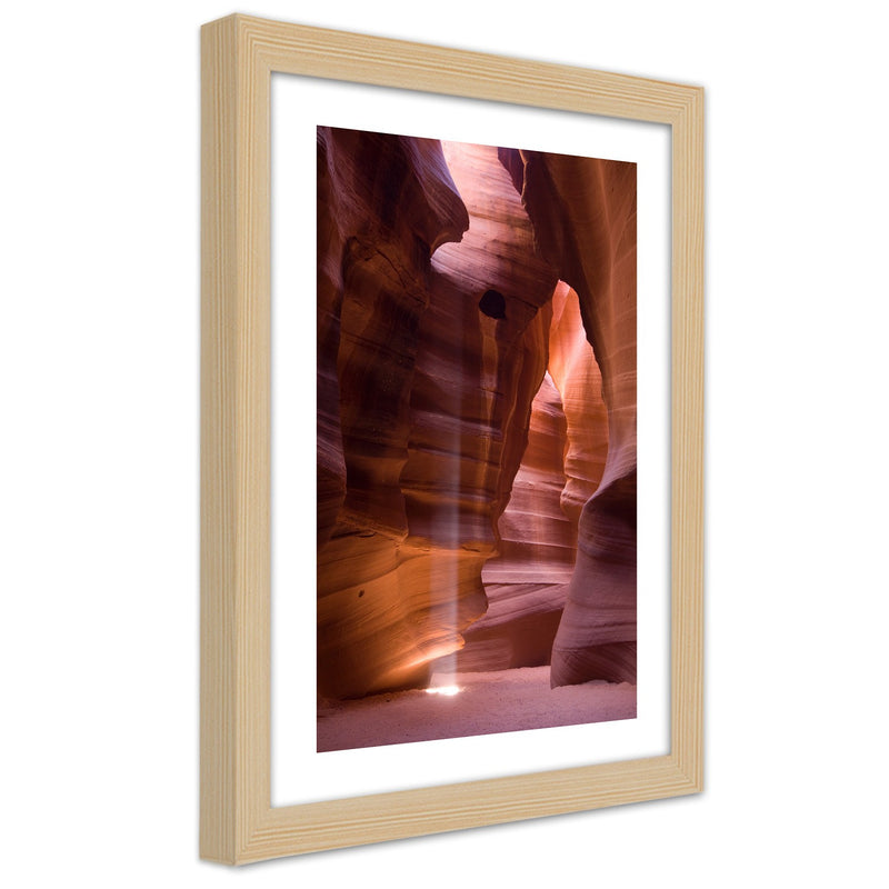 Picture in natural frame, Sunrays in a cave
