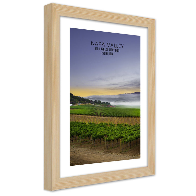 Picture in natural frame, Evening above napa valley