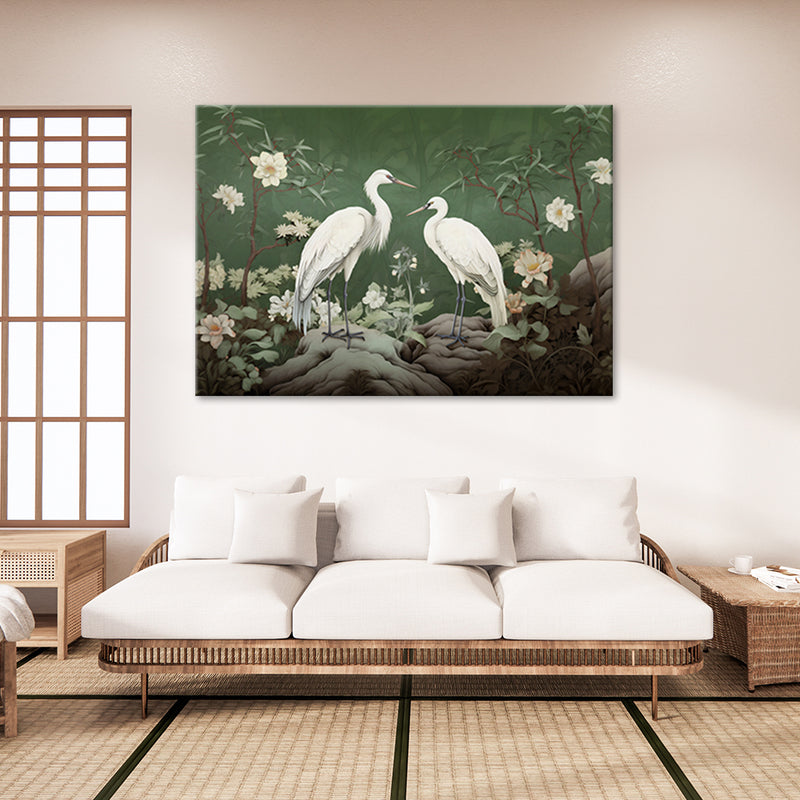 Deco panel picture, White Cranes Abstract
