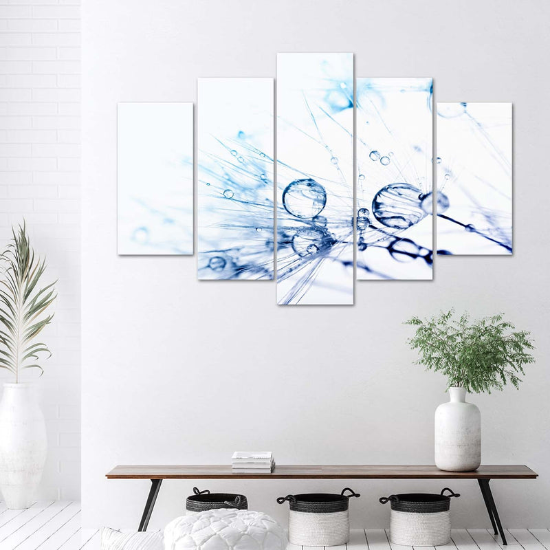 Five piece picture canvas print, Water droplets on a blowdryer