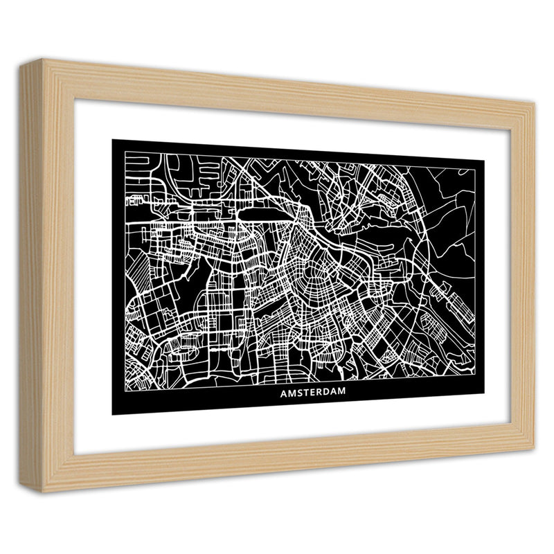 Picture in natural frame, City plan amsterdam