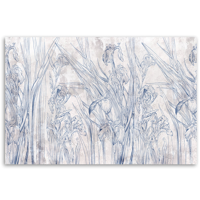 Canvas print, Blue flower outlines