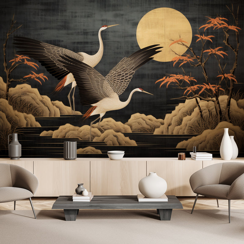 Wallpaper, Peacocks against the moon
