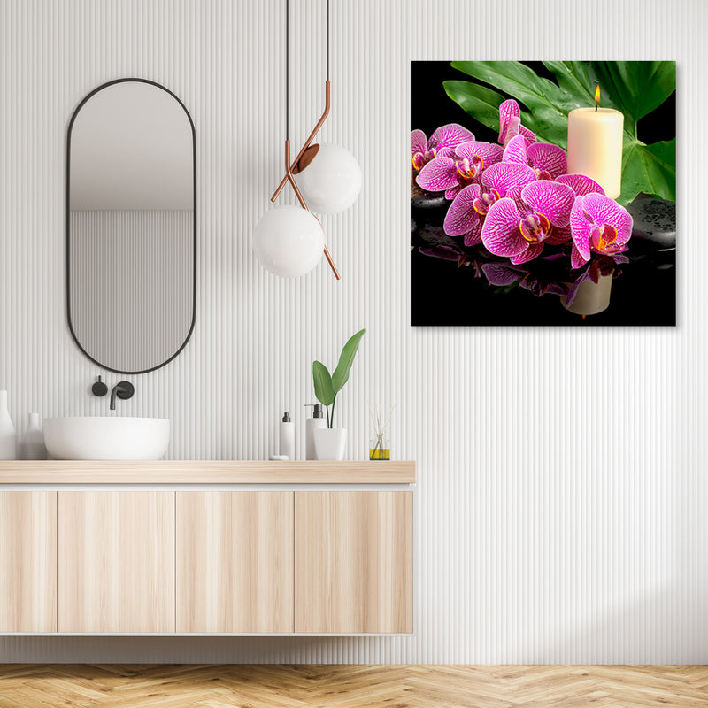 Canvas print, Pink Orchid Candles