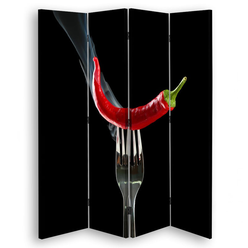 Room divider Double-sided, Chili peppers on a fork