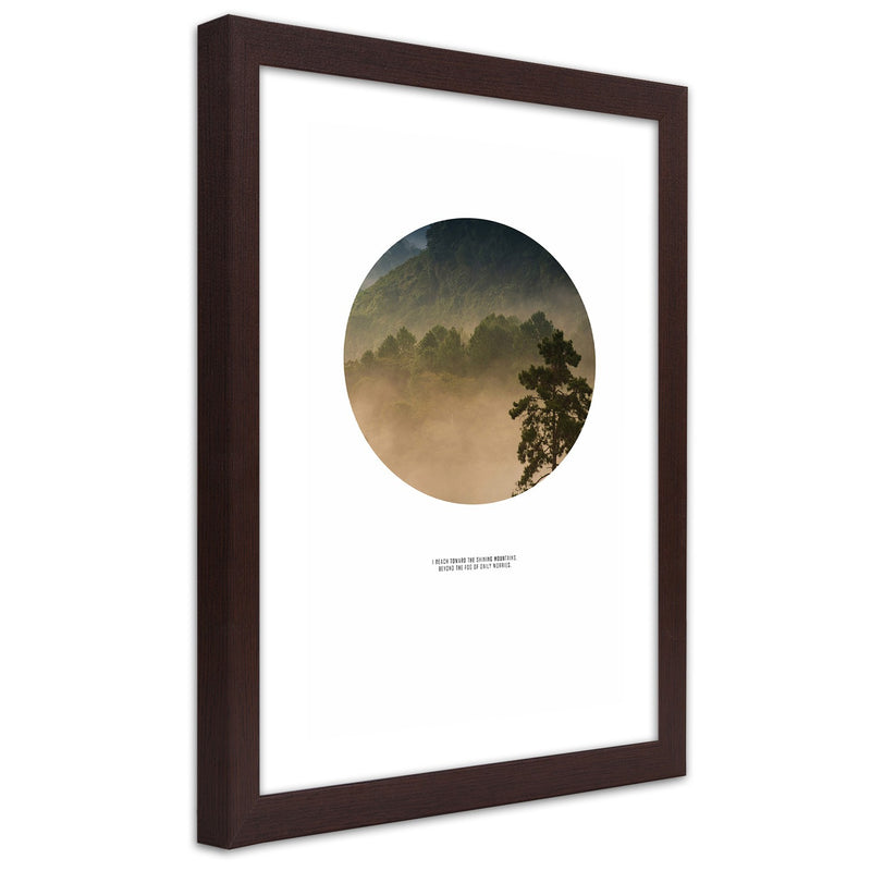 Picture in brown frame, Forest in a circle