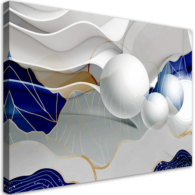 Canvas print, Blue abstract with balls 3D