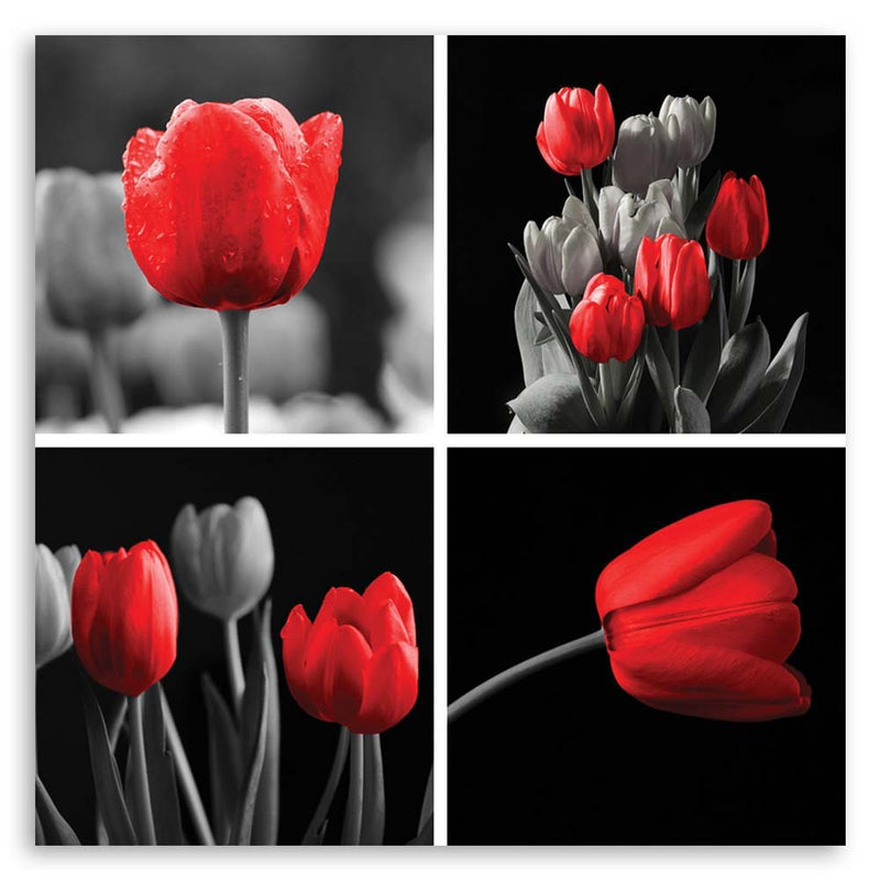 Deco panel print, Set of red tulips