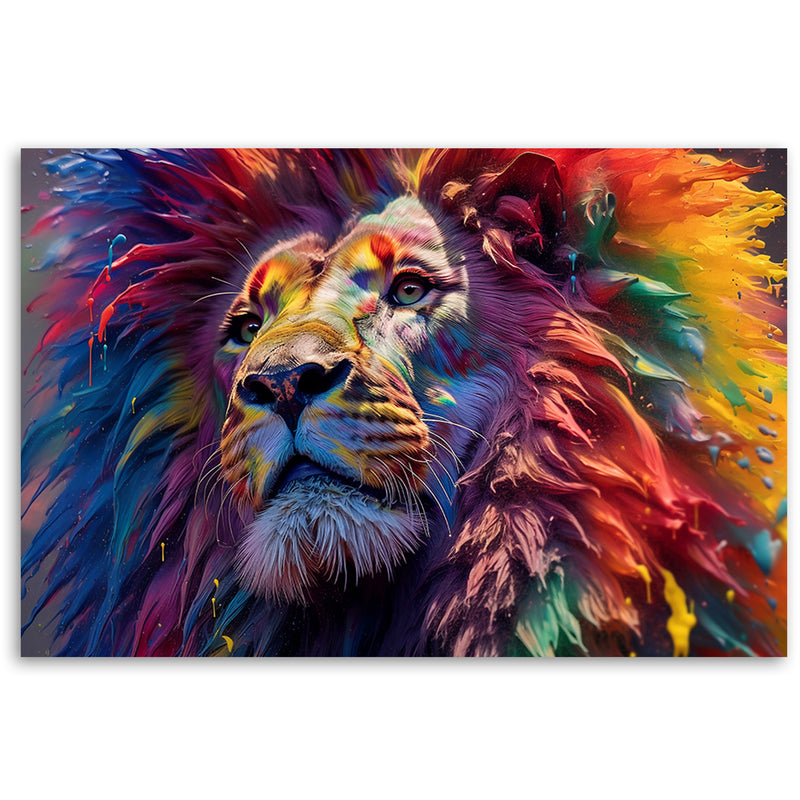 Deco panel print, Neon Lion Africa AI