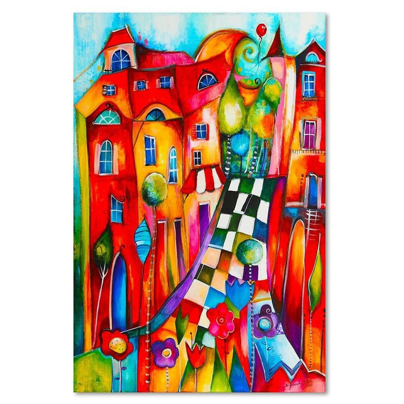 Deco panel print, Colourful town