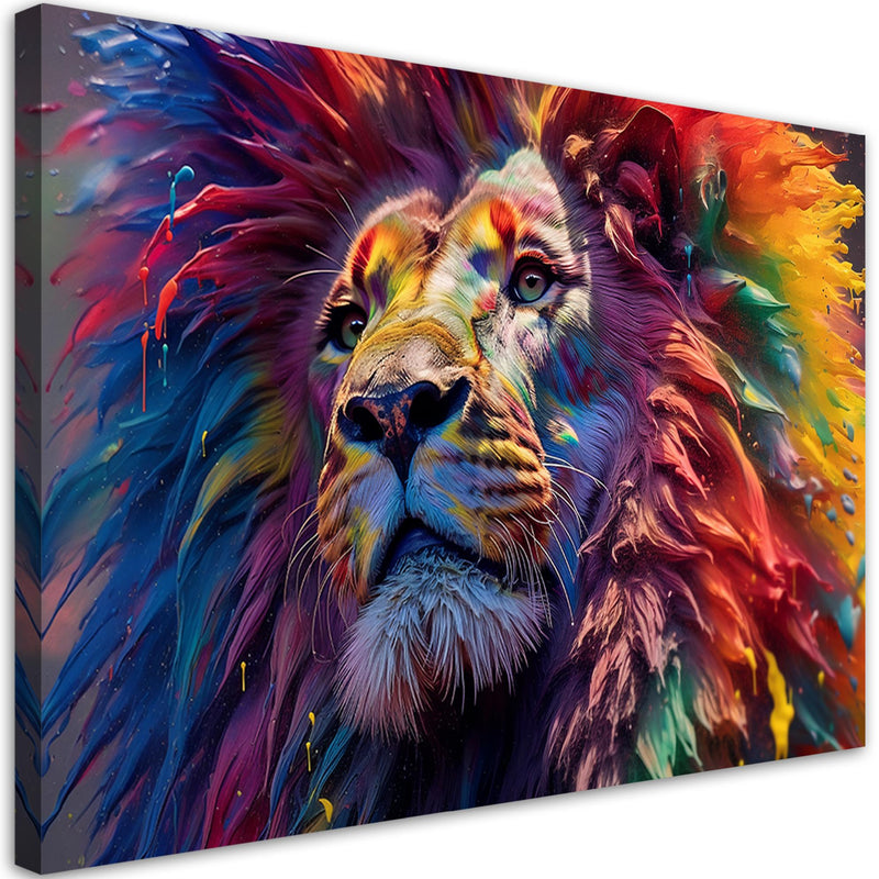 Canvas print, Neon Lion Africa AI