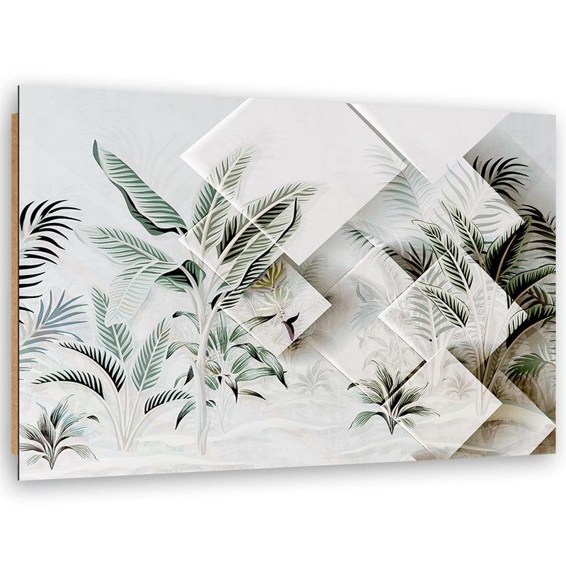 Deco panel print, Green leaves 3D