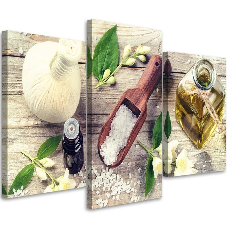 Three piece picture canvas print - Salt and oil