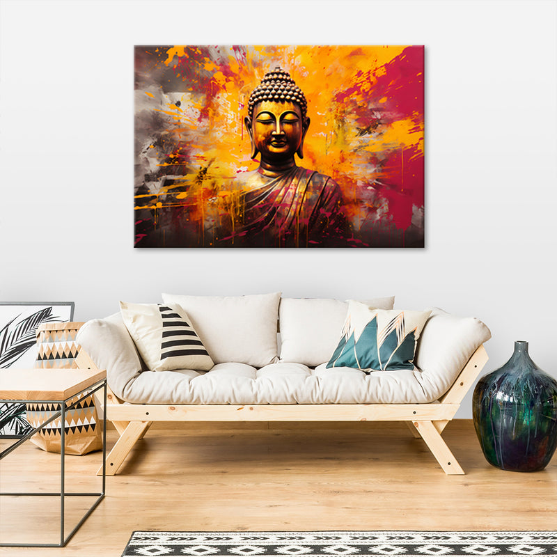Canvas print, Buddha statue colourful abstract