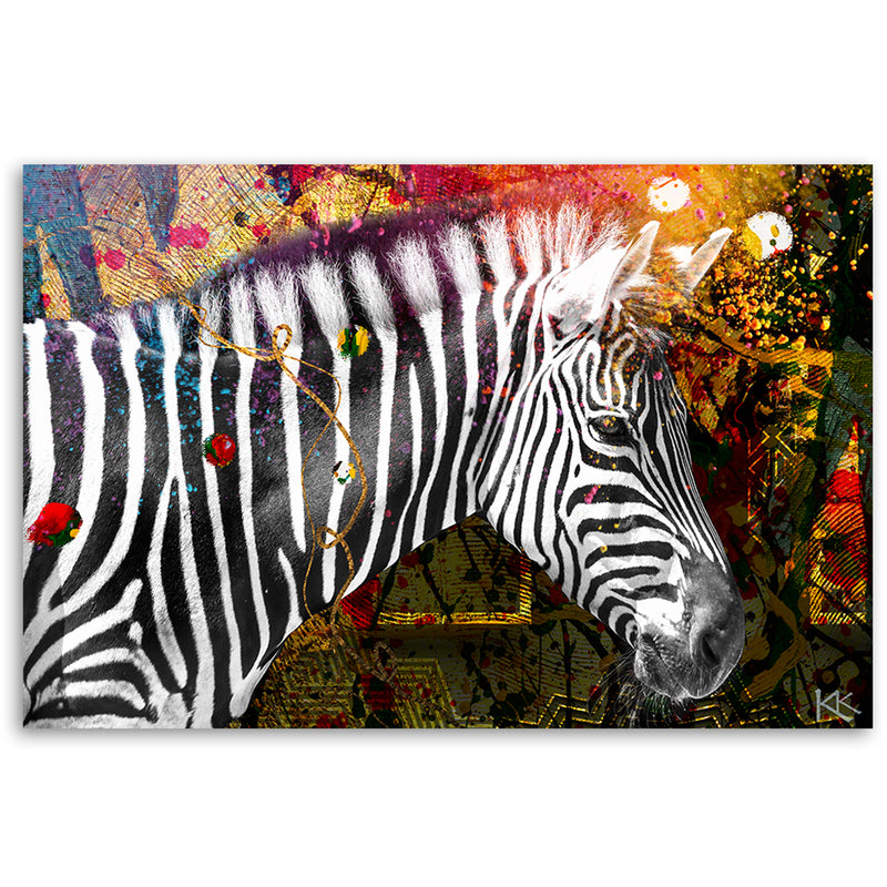 Canvas print, Zebra on colourful background