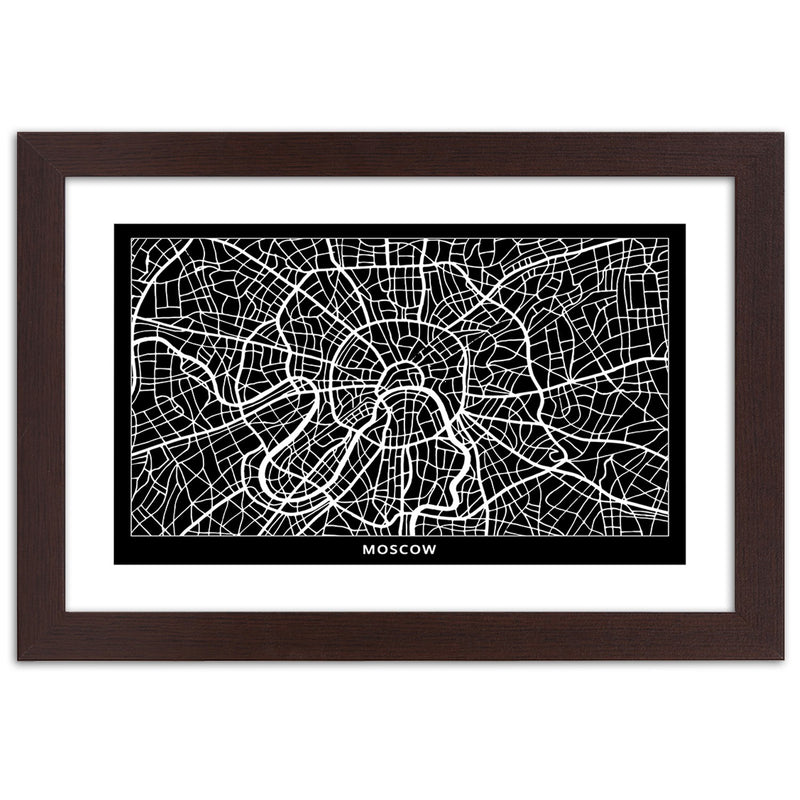 Cuadro en marco marrón, Plan de la ciudad de Moscú