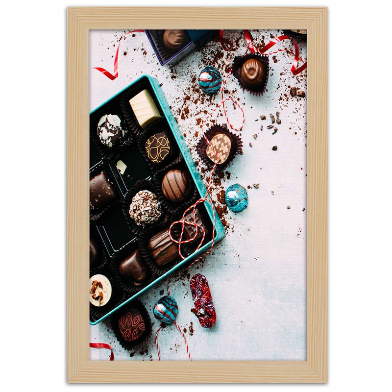Picture in natural frame, Colorful pralines