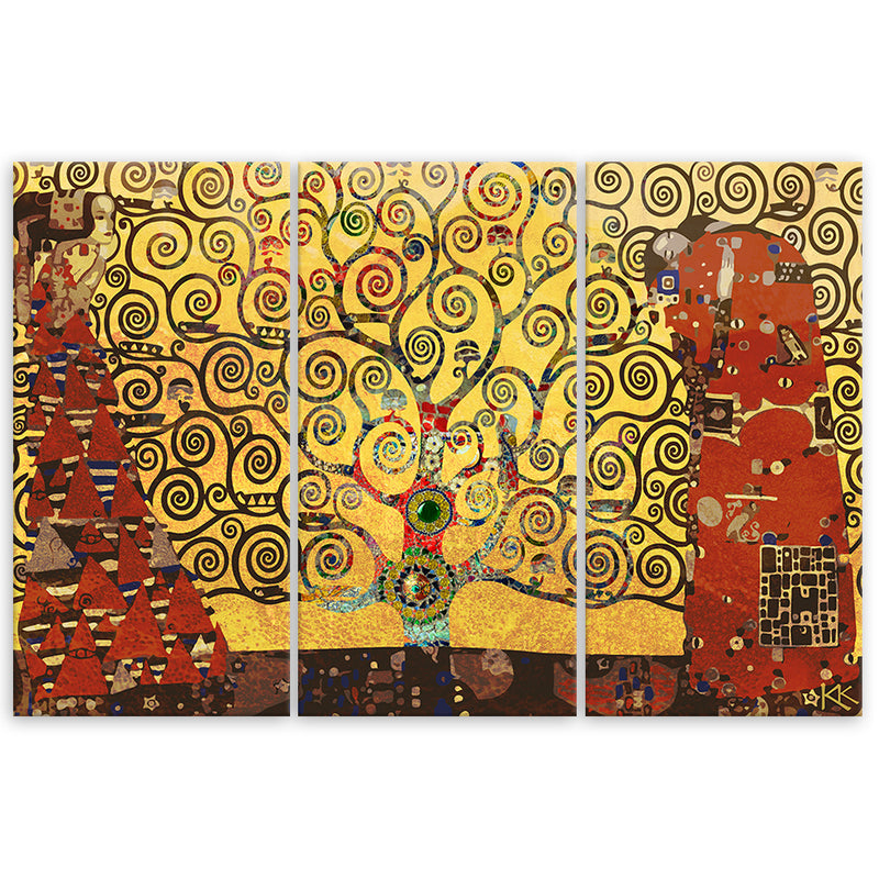 Three piece picture deco panel, Tree of life abstract
