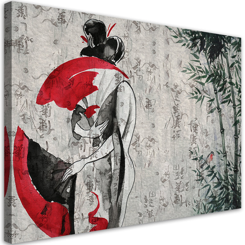 Canvas print, Japanese geisha with fan