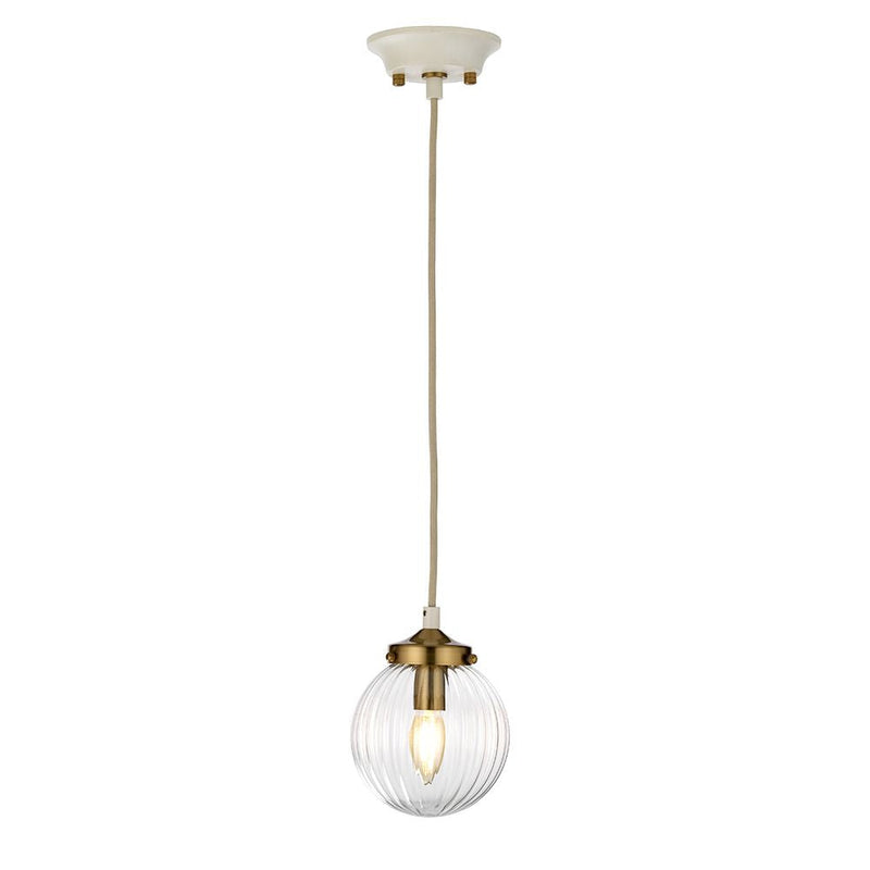 Pendant lamp Elstead Lighting (DL-COSMOS-1P) Cosmos steel, clear ribbed glass E14