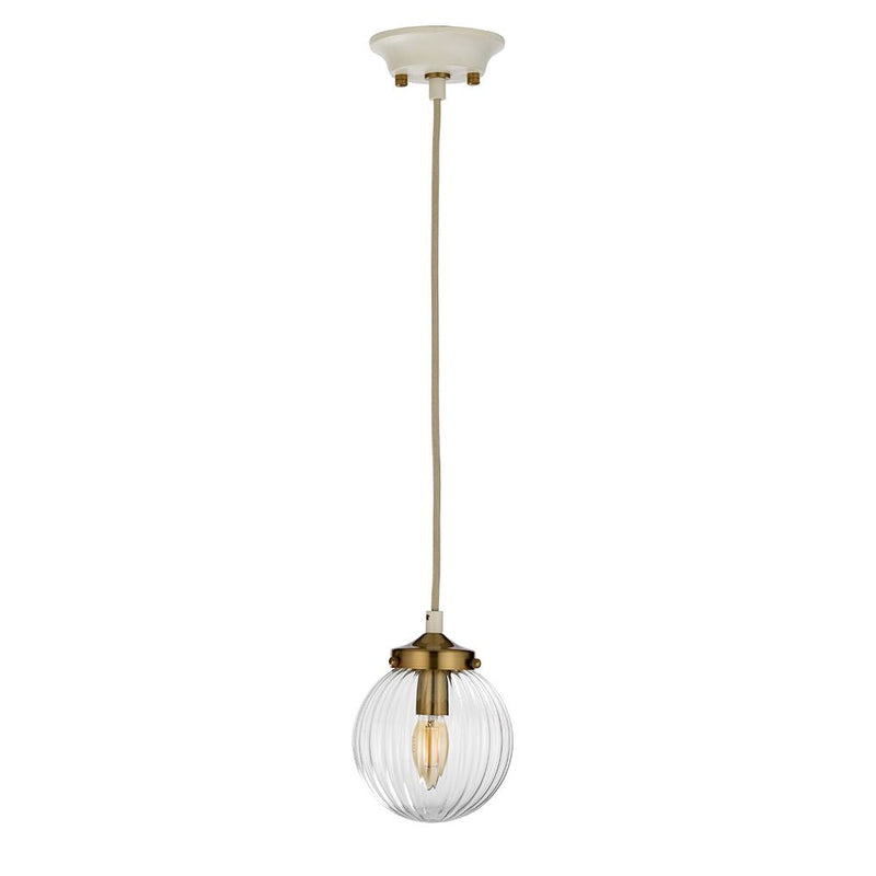 Pendant lamp Elstead Lighting (DL-COSMOS-1P) Cosmos steel, clear ribbed glass E14