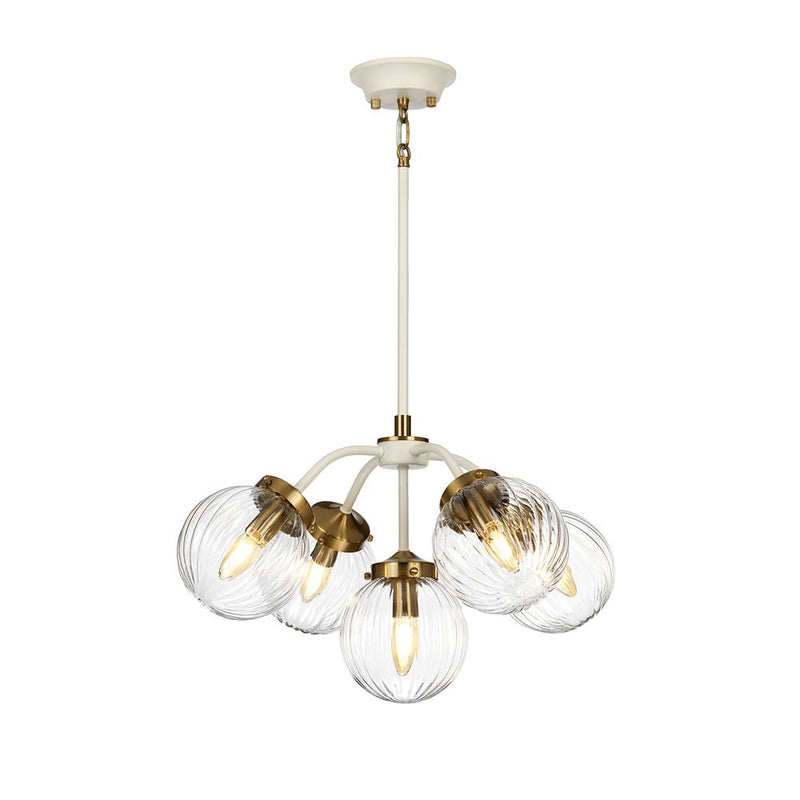 Pendant lamp Elstead Lighting (DL-COSMOS5) Cosmos steel, clear ribbed glass E14 5 bulbs