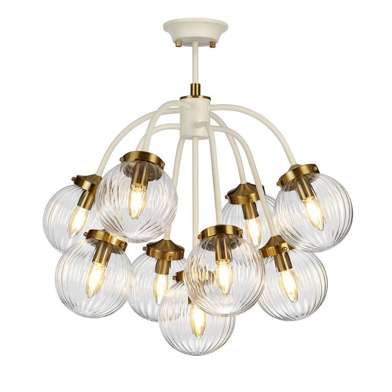 Pendant lamp Elstead Lighting (DL-COSMOS9) Cosmos steel, clear ribbed glass E14 9 bulbs