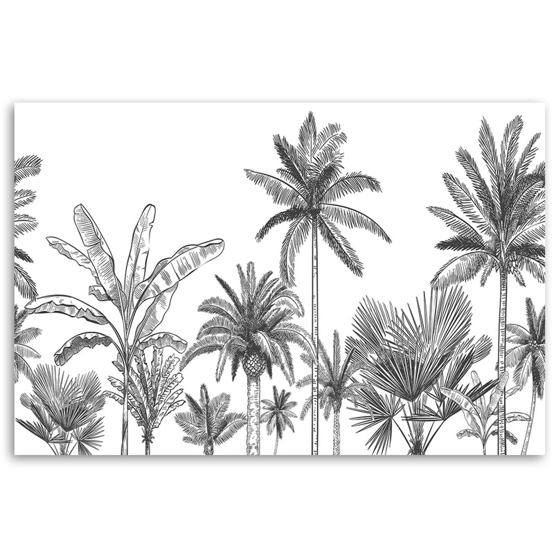 Deco panel print, Black and white palms