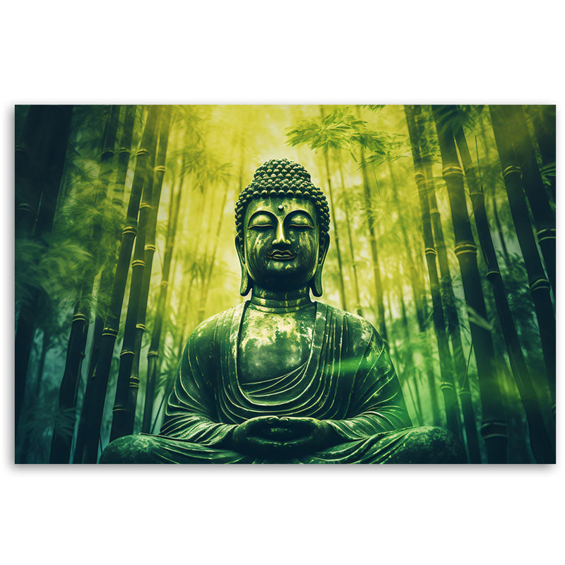 Canvas print, Buddha and Zen bamboos