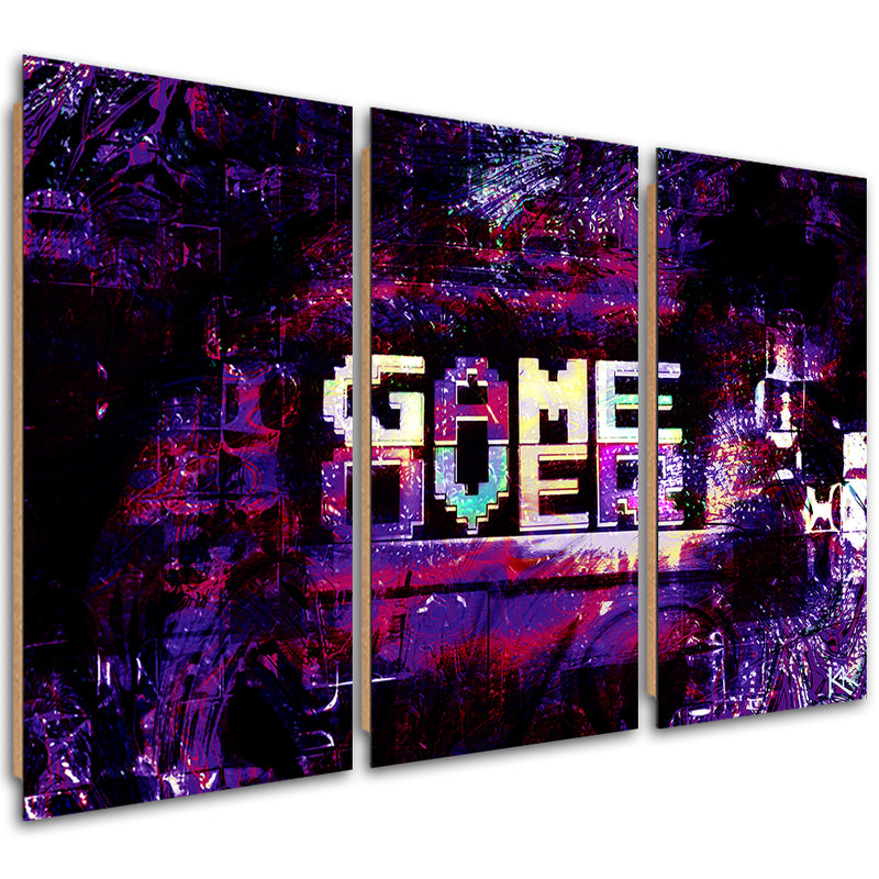 Three piece picture deco panel, Abstract sign Game over