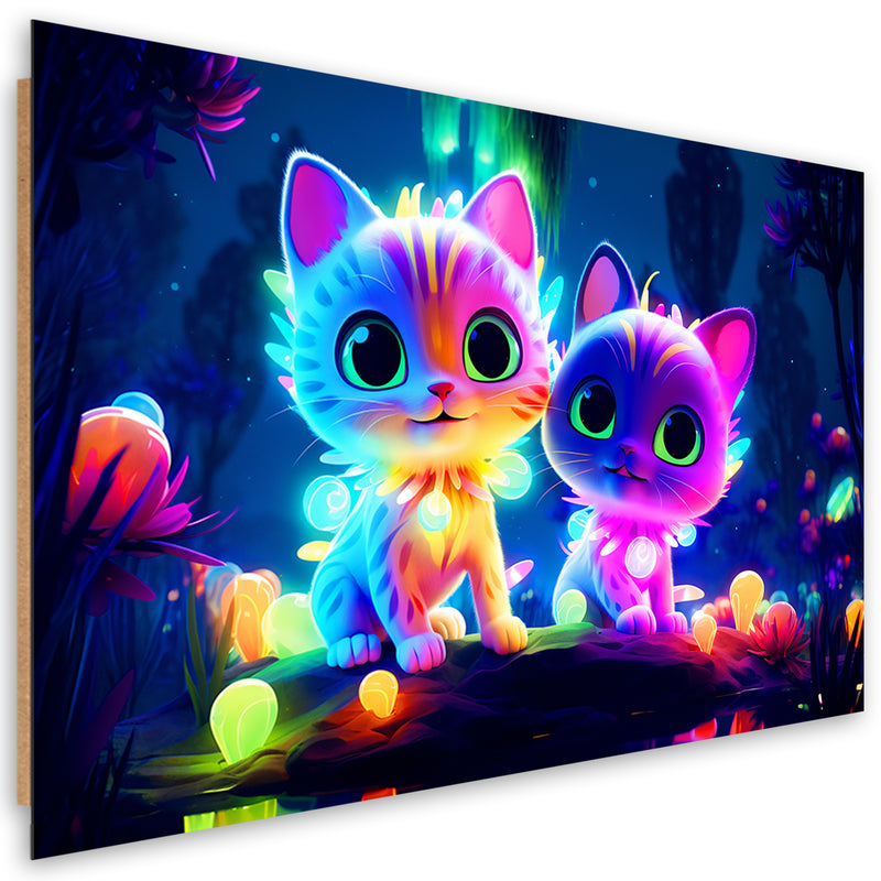 Cuadro de panel decorativo, Cute Cats Neon