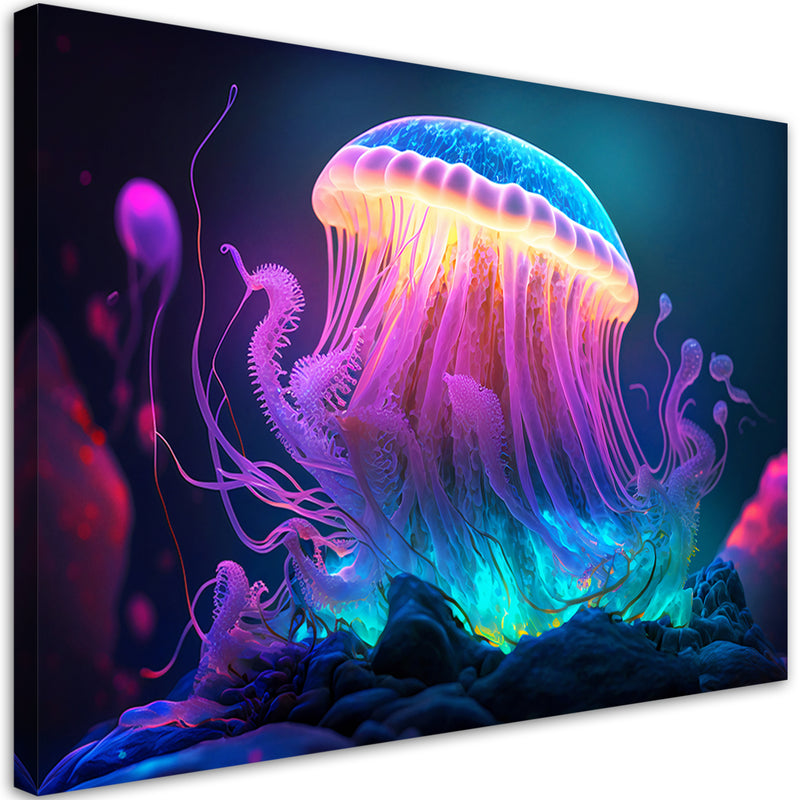 Canvas print, Neon jellyfish