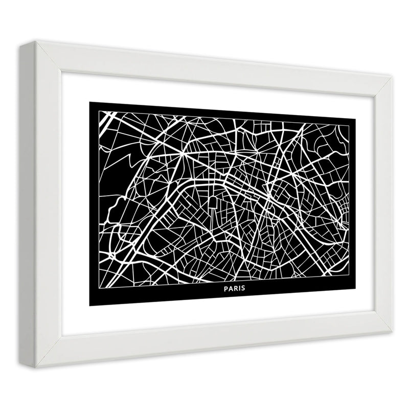 Cuadro en marco blanco, Plano de la ciudad de París