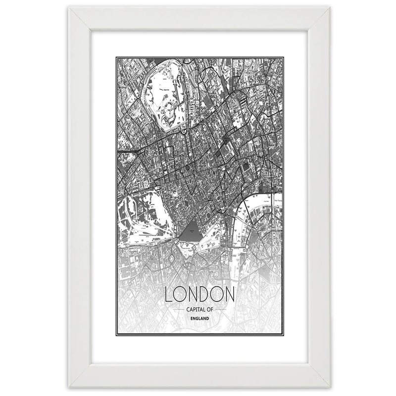 Picture in white frame, Plan of london