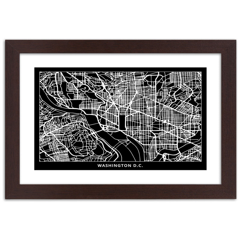 Picture in brown frame, City plan washington