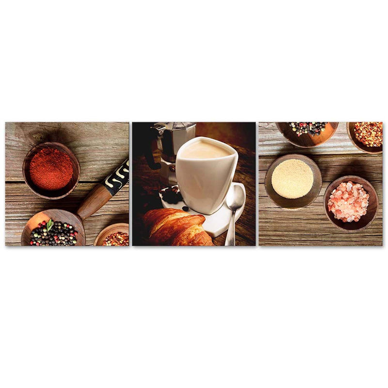 Set of three pictures canvas print, Coffee and spices