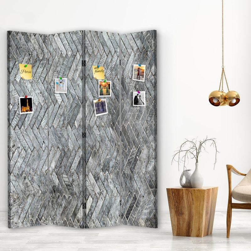 Room divider Double-sided PIN IT, Grey check pattern