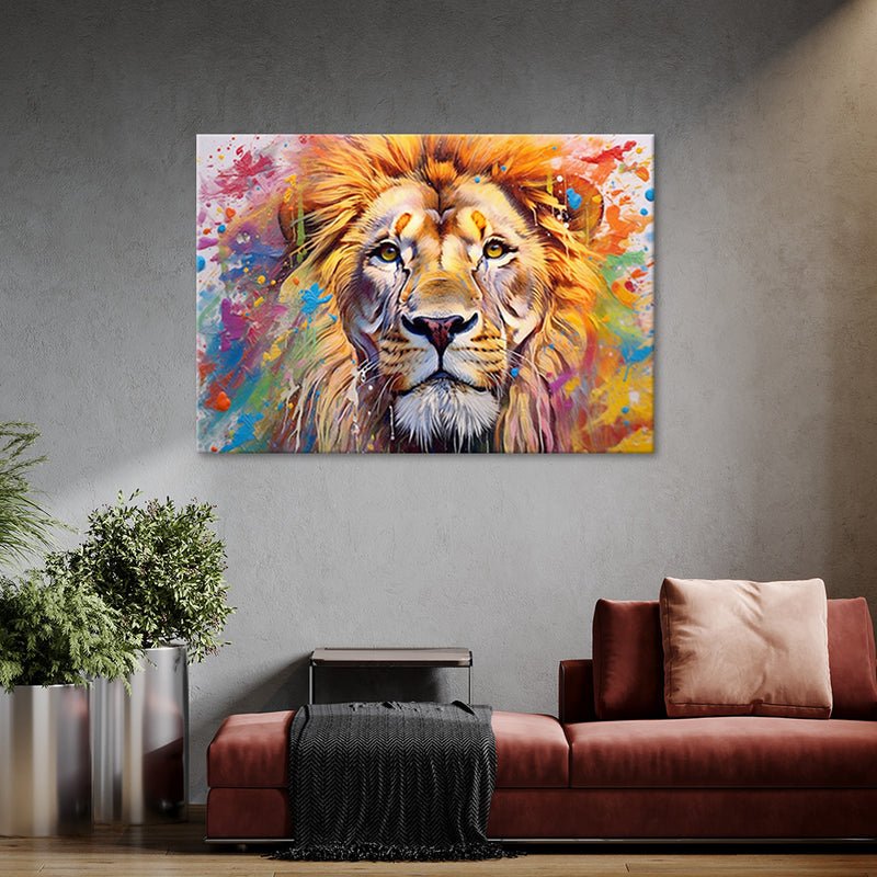 Deco panel print, Lion Abstraction Watercolour AI