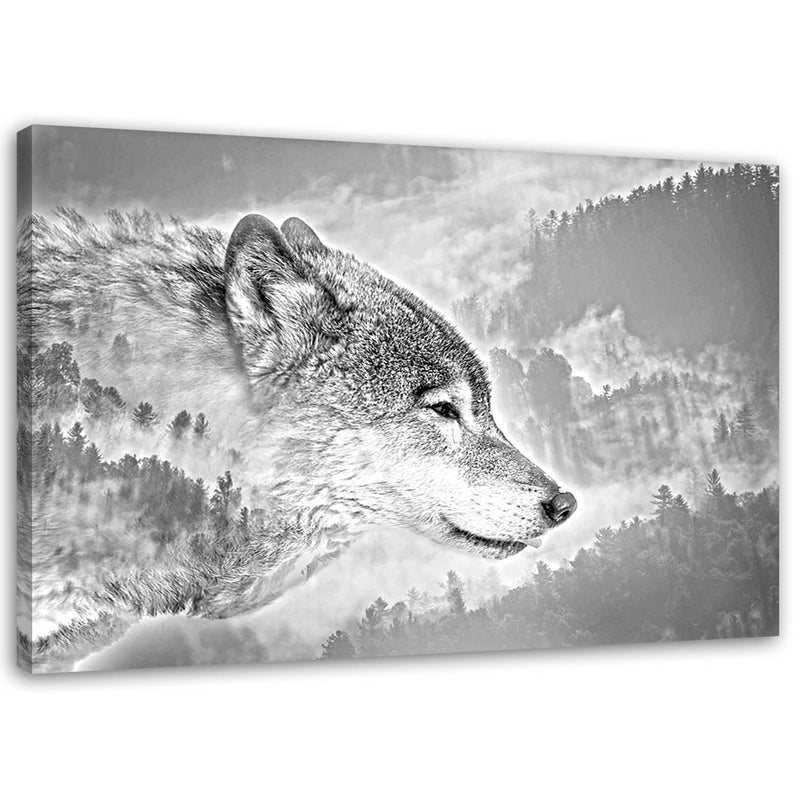 Canvas print, Wolf on a snow background