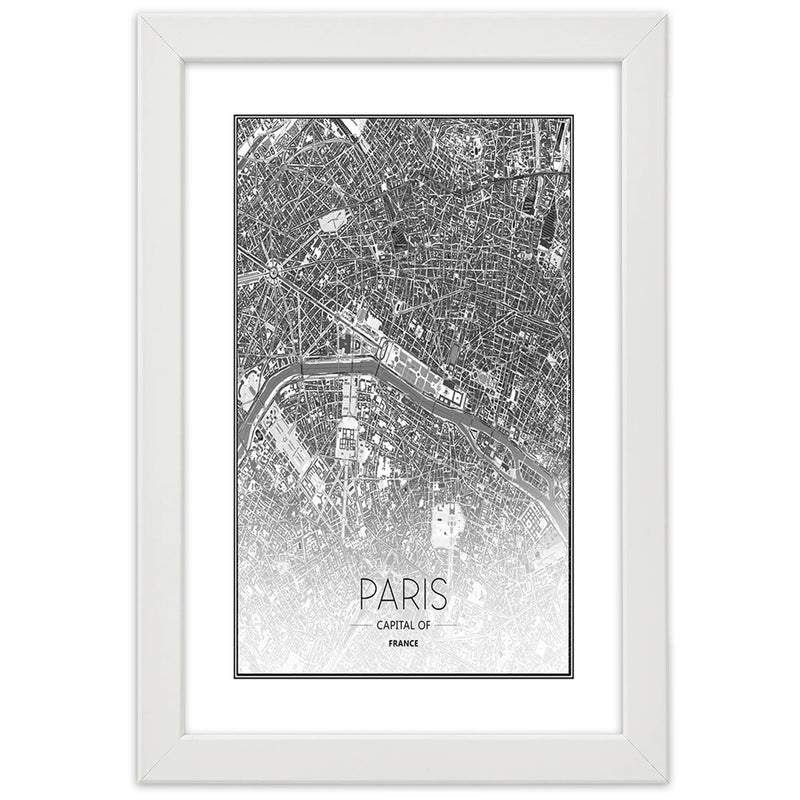 Picture in white frame, Plan of paris