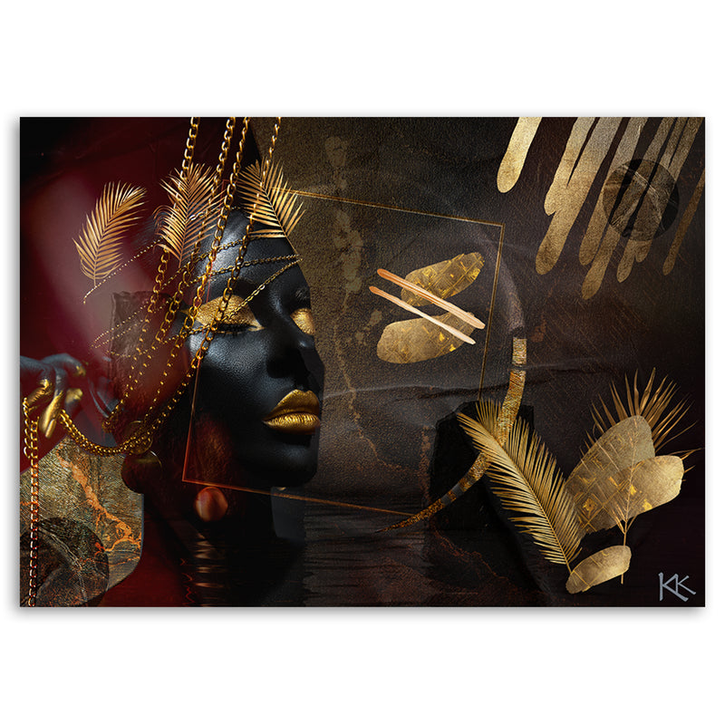 Deco panel print, African Woman Gold Abstract