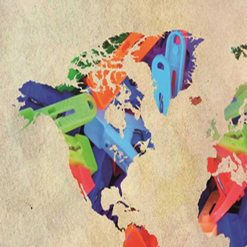 Separador de ambientes giratorio por ambos lados, Mapa del mundo en colores