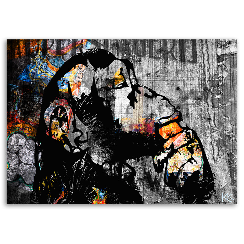 Impresión de panel deco, arte callejero abstracto del mono banky