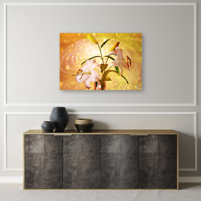 Canvas print, Lily on yellow background