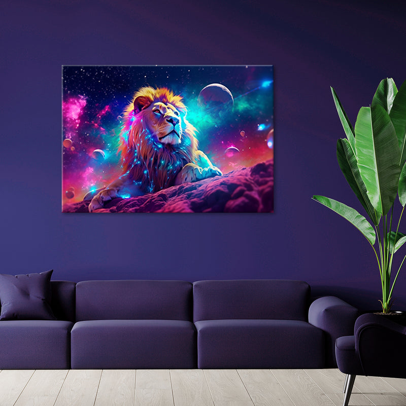 Canvas print, Neon Lion Abstraction