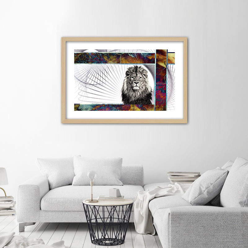 Picture in natural frame, Majestic lion