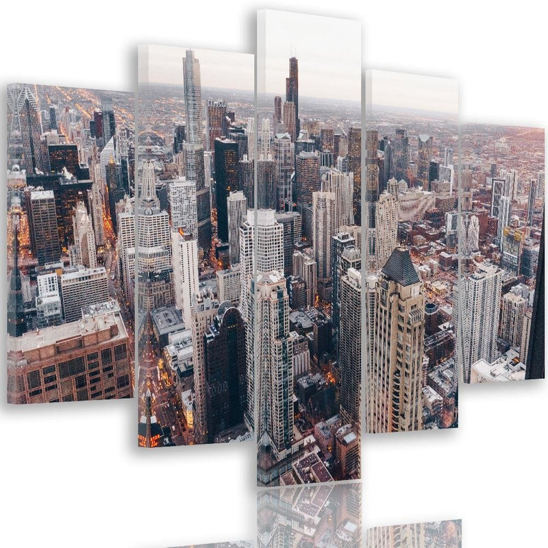 Cuadro en lienzo de cinco piezas, rascacielos de Chicago